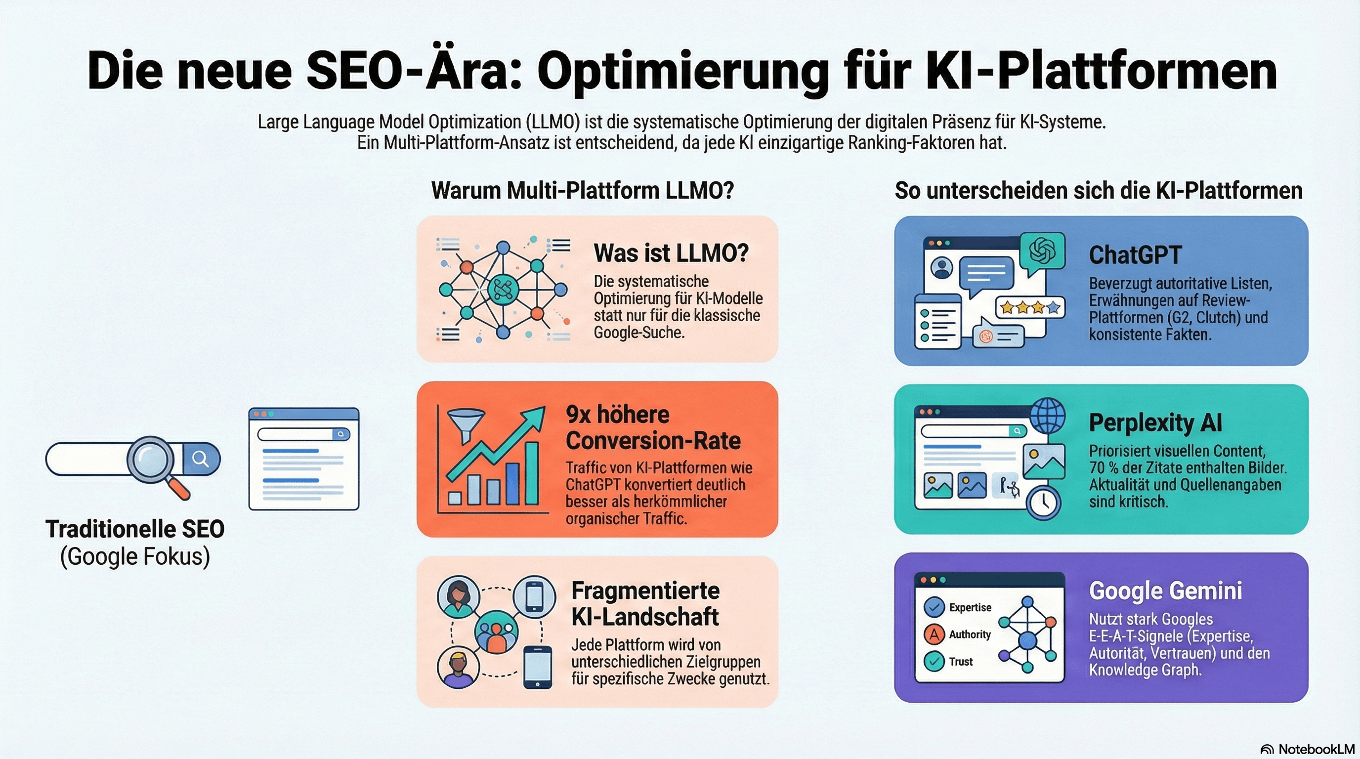 LLMO KI Suche Optimization Infografik